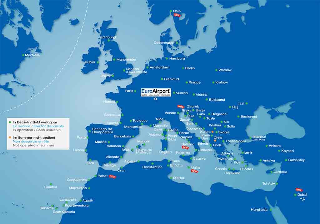 Destinations map courtesy of EuroAirport