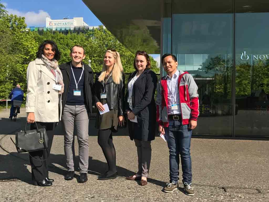 Students and faculty from Weinberg United Business Schools at Novartis corporate headquarters in Basel.