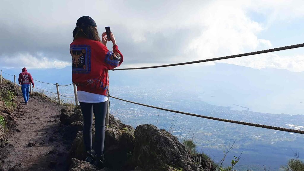 Reaching the summit of Mount Vesuvius.